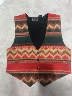 90 vintage ゴブランベスト ジャガーベスト 短丈 総柄 古着 アメカジ 