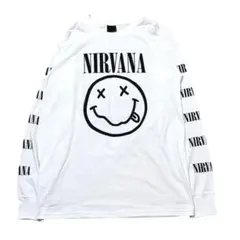 ▲新品 ロングTシャツ ニルヴァーナ ニコちゃん バンドTロックT 長袖 XL0