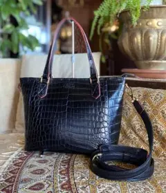 クロコダイルバッグ2way COCOCELUX GOLD ブラック✖️レッド