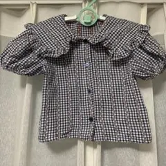MELIKEY 半袖ブラウス S チェック柄　2/3まで決裁完了限定価格