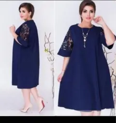 新品未使用　大きいサイズ　ワンピース　パーティードレス　レース　膝丈　スカート