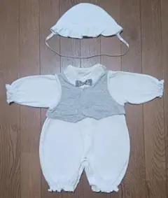 50　60　セレモニードレス　男の子　退院　蝶ネクタイ　赤ちゃん　新生児 グレー