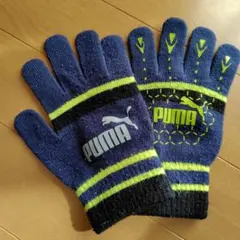 PUMA ネイビー/イエロー 手袋 5本指