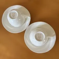 ノリタケ　ホワイト ティーカップとソーサー セット　2客