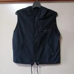 試着のみ POLO CLUB フード付きベスト薄手素材 黒メンズM