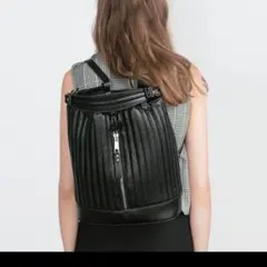 【ZARA】完売品 縦キルティング黒2wayリュック ショルダーバッグです★