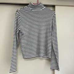 ストライプ タートルネック 長袖トップス Fサイズ