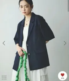 値下げ中！！【接触冷感・洗える】美easyリネンライクハーフスリーブジャケット