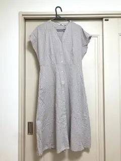 UNIQLO ブラウンチェック　半袖シャツワンピース　Lサイズ　ユニクロ