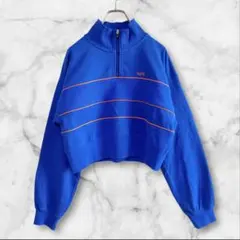 エックスガールXGIRLYURINOコラボハーフジップスウェットレーナー青ブルー