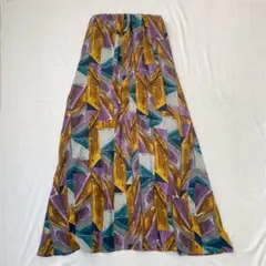 【グレイル】フレアロングスカート 総柄 ウエストゴム 裏地有 カジュアル S