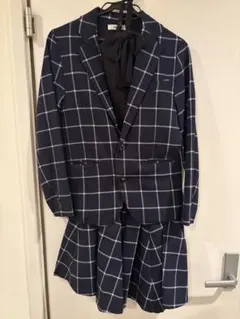 卒業式に 可愛いネイビー チェック柄 スーツ