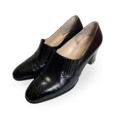 ブラックレザー ハイヒール パンプス