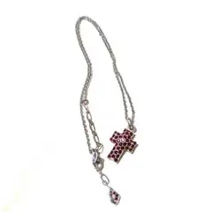スワロフスキー Swarovski クロスネックレス シルバー 十字架 レッド