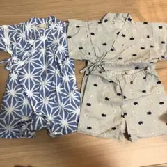 甚平2着セット 青と白・ベージュ