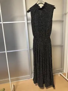 ドット　ノースリーブワンピース