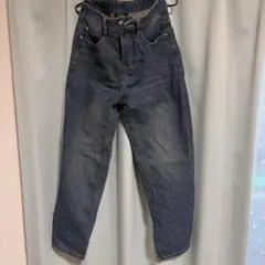 ダークブルー ハイウエスト デニムパンツ