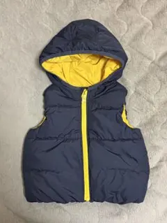 babyGapフード付きネイビーイエローダウンベスト