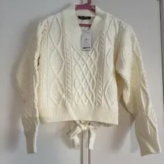 新品 タグ付 SPRAY PREMIUM アイボリー ケーブル編み セーター