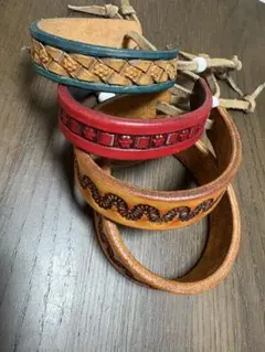 レザー製ブレスレット4個セット