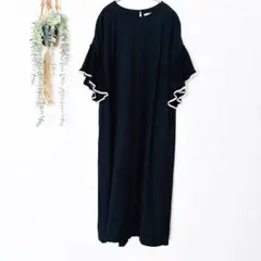 サニークラウズ 黒いデメキンワンピース LL ロングワンピース フリル袖のサムネイル
