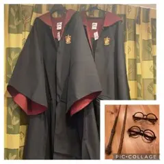 【美品2着・USJ公式】　L & Mサイズ　ハリーポッター　ローブ　／　杖2本