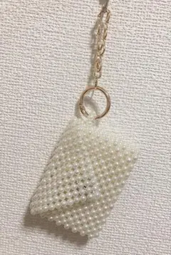 ハンドメイド♡パール　ビーズ♡カードケース⭐︎2つポケットタイプ⭐︎