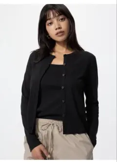 UNIQLO ポインテール長袖カーディガン　ブラック　XLサイズのサムネイル