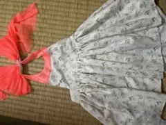 花柄リボン付きエプロン