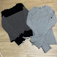 COLONY 2139 グレー長袖ニット　COCOMOMO ボーダーニット