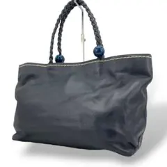 【良品】キタムラ トートバッグ 肩掛け レザー ネイビー A4収納