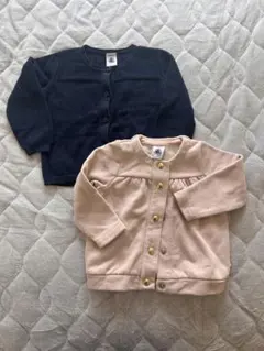 プチバトー　Petit Bateau　カーディガン2点セット ネイビー・ベージュ