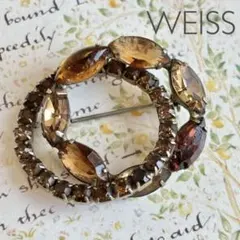 #4952 WEISS ヴィンテージ　ブローチ　アンバービジュー　ダブルリング