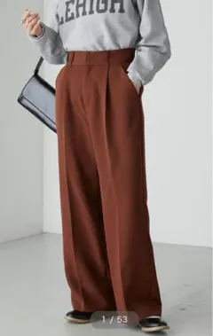 forksy. センタープレス ハイウエストストレートスラックスパンツ