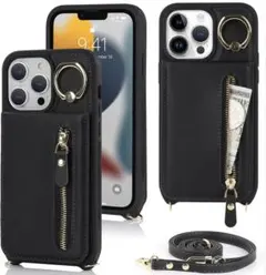 iPhone13PRO用ケース　ショルダー　カード・マネーポケットあり