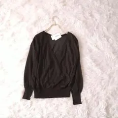 新品未使用oborotory work カシュクール風ラメ長袖カットソーM黒