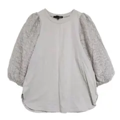 シュガースプーン　シャーリングバルーンスリーブ カットソー　七分袖　グレー