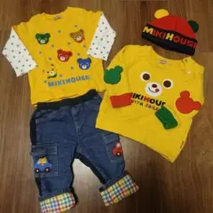 ミキハウス　Miki House 　ロンT　トレーナー　ニット帽　顔ドン　80黄