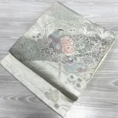 O-432 名古屋帯 名古屋仕立て 唐織 九寸 正絹 着物