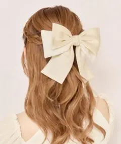 未使用 apres jour リボン バレッタ ヘアクリップ ホワイト