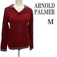 ARNOLD PALMER ケーブルニットセーター Vネック　M レッド
