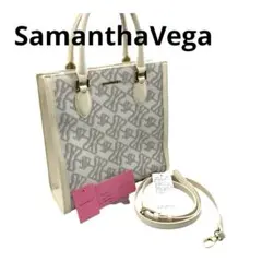 SamanthaVega 2wayクロスプリントハンドバッグショルダー ホワイト
