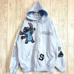 ディズニー キャラクター ジップアップ フード 長袖 スウェット XS 水色 綿のサムネイル