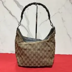GUCCI グッチ GGキャンバス バンブー ショルダーバッグ ブラウンのサムネイル