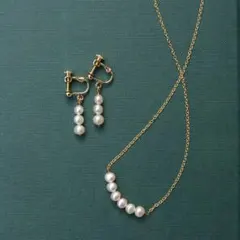 再販 “Lolaローラ” 淡水パール ピアス /イヤリング ネックレス ホワイト