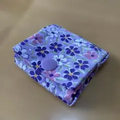 花柄 布製　小銭入れ ハンドメイド 紫 パープル 可愛い コインケース ボタン