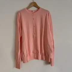 【美品】UNIQLO ユニクロUVカットクルーネックカーディガン ピンク XL
