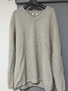 UNIQLOU メンズプレミアム　ラムリブVネックセーター XLサイズ