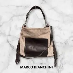 MARCO BIANCHINI パンチングレザー フリンジ ショルダーバッグ
