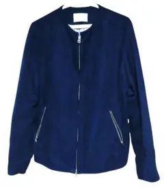 INHERIT ノーカラージャケット ジップ ネイビー Lサイズ